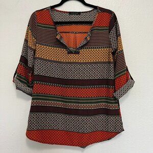 Ezra Orange/Yellow Long Sleeve Blouse